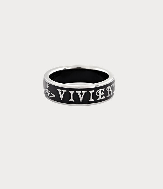 Vivienne Westwood Conduit Street Ring in PLATINUM/BLACK Enamel